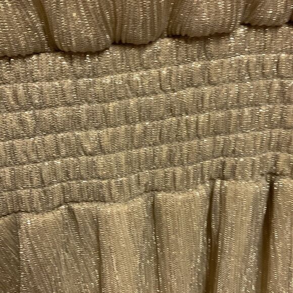 MSK Gold Metallic V-Neck Flutter Sleeve Handkerchief Hem Midi Dress Size XL - Picture 8 of 15